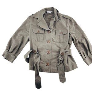 Calvin Klein Womens Olive Green Military Style Jacket Size‎ 12 Made In China